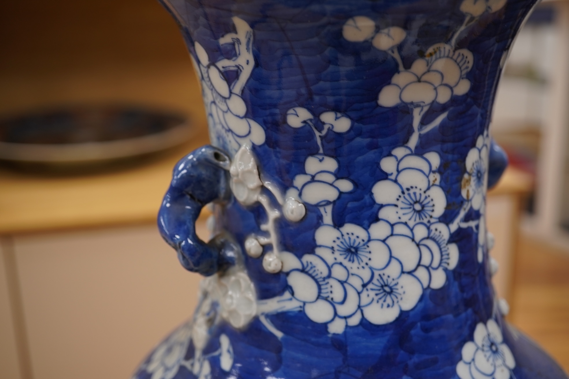 A large Chinese blue and white prunus vase, 19th century, 43cm